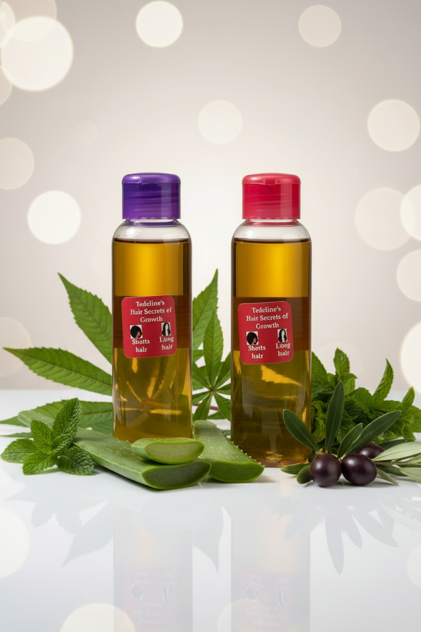 Professional Tedeline's Hair Secrets of Growth product image with purple and red cap bottles